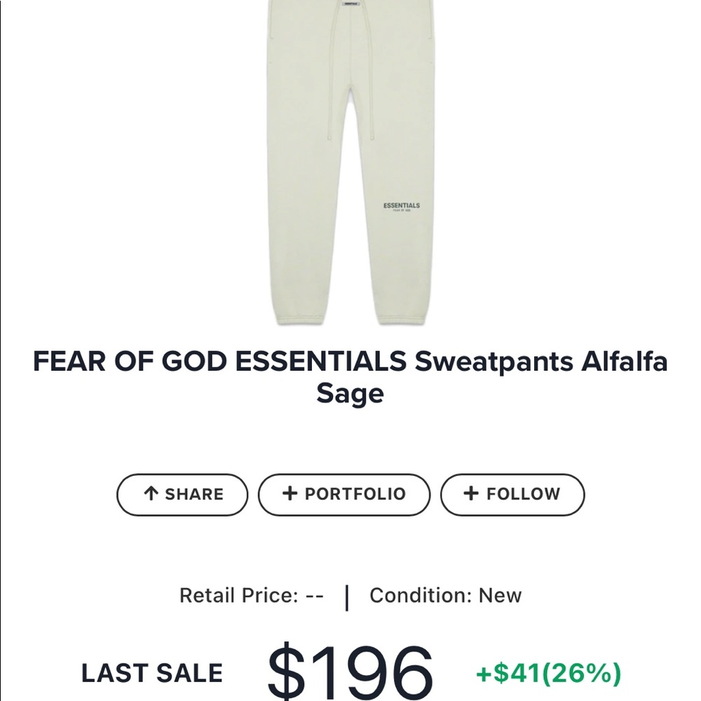 FEAR OF GOD ESSENTIALS Sweatpants Alfalfa Sage